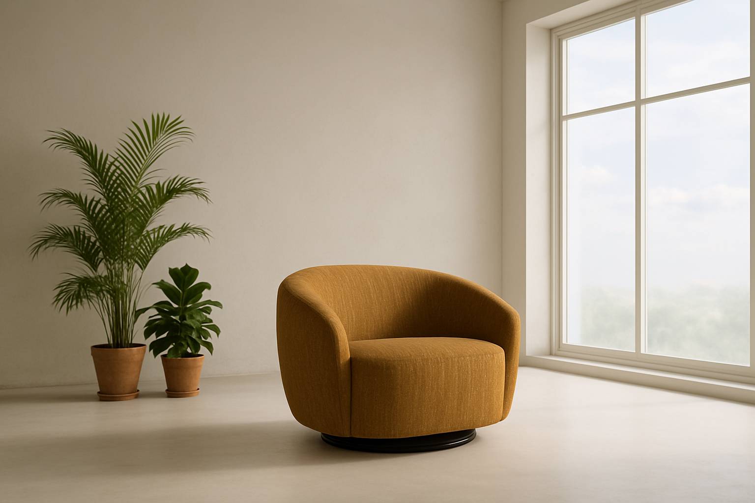 Norris - Modern Mustard Fabric Swivel Accent Chair - image 2