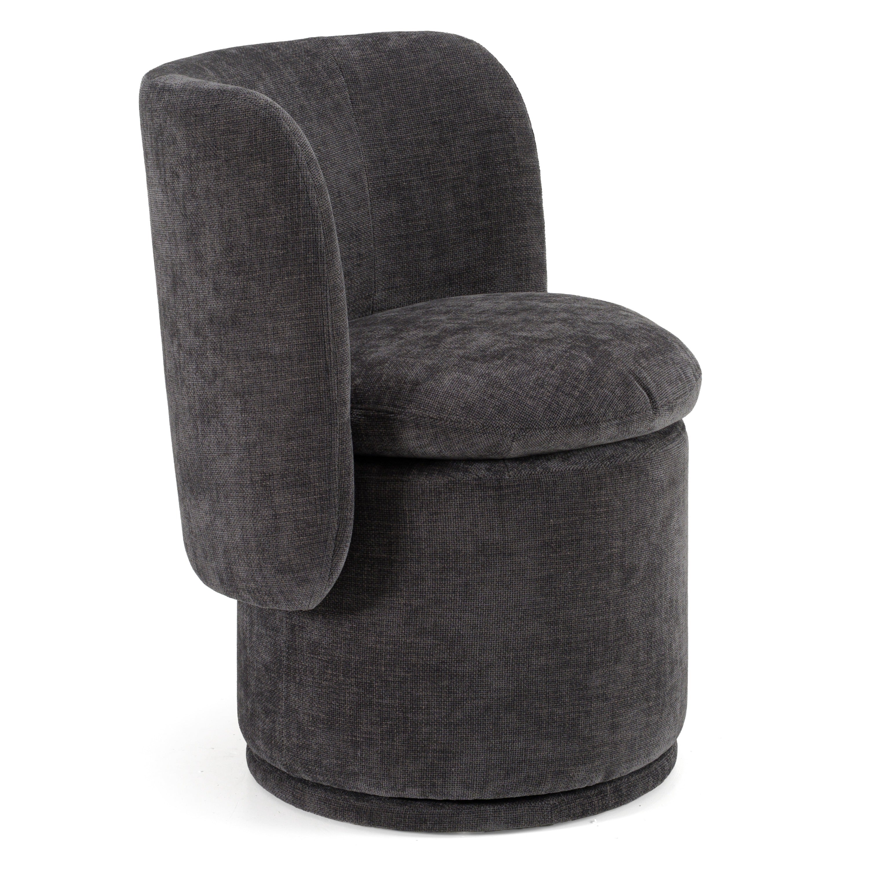 Norris - Modern Dark Grey Fabric Swivel Dining Chair - image 3