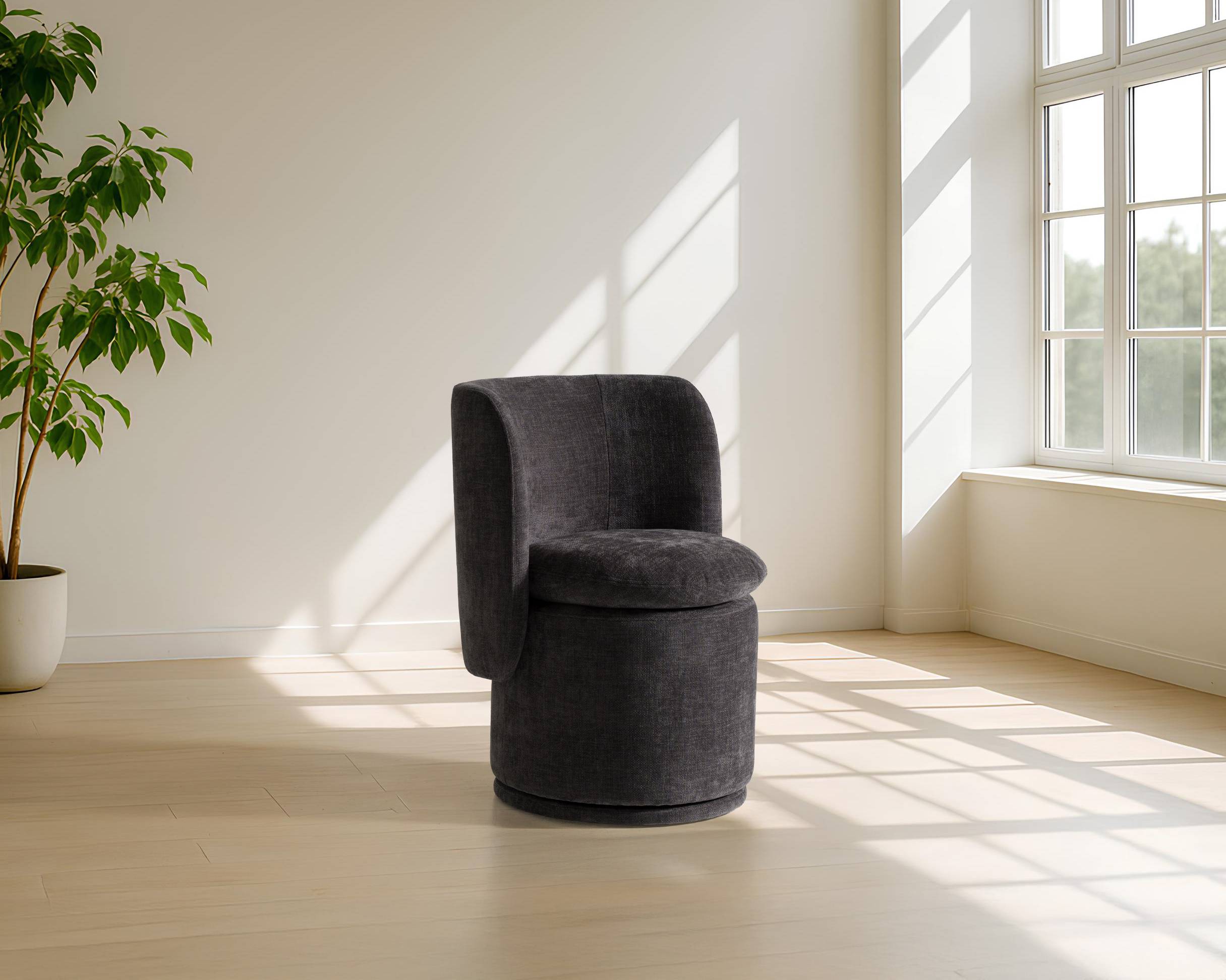 Norris - Modern Dark Grey Fabric Swivel Dining Chair - image 4