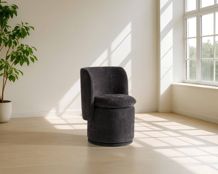 Norris - Modern Dark Grey Fabric Swivel Dining Chair - image 4