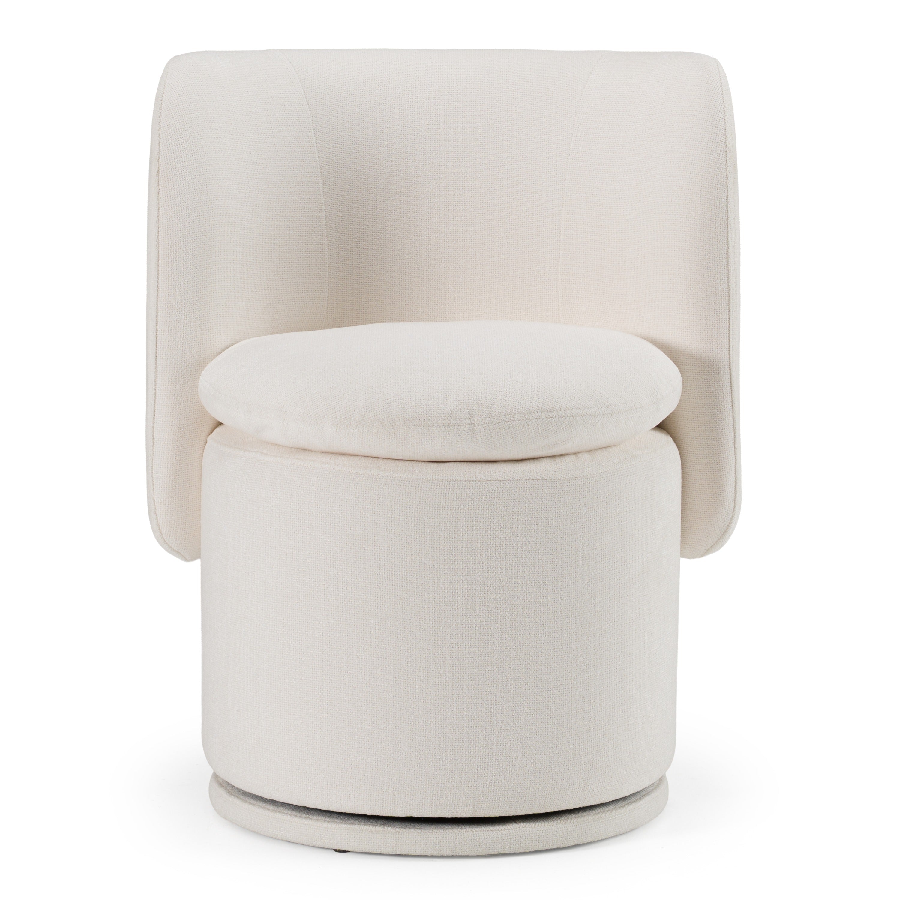 Norris - Modern Ivory Fabric Swivel Dining Chair - image 2