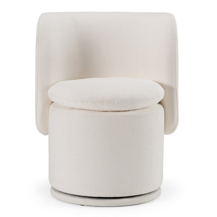 Norris - Modern Ivory Fabric Swivel Dining Chair - image 2