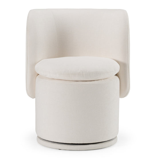 Norris - Modern Ivory Fabric Swivel Dining Chair - image 2