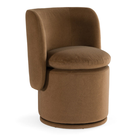 Norris - Modern Brown Fabric Swivel Dining Chair