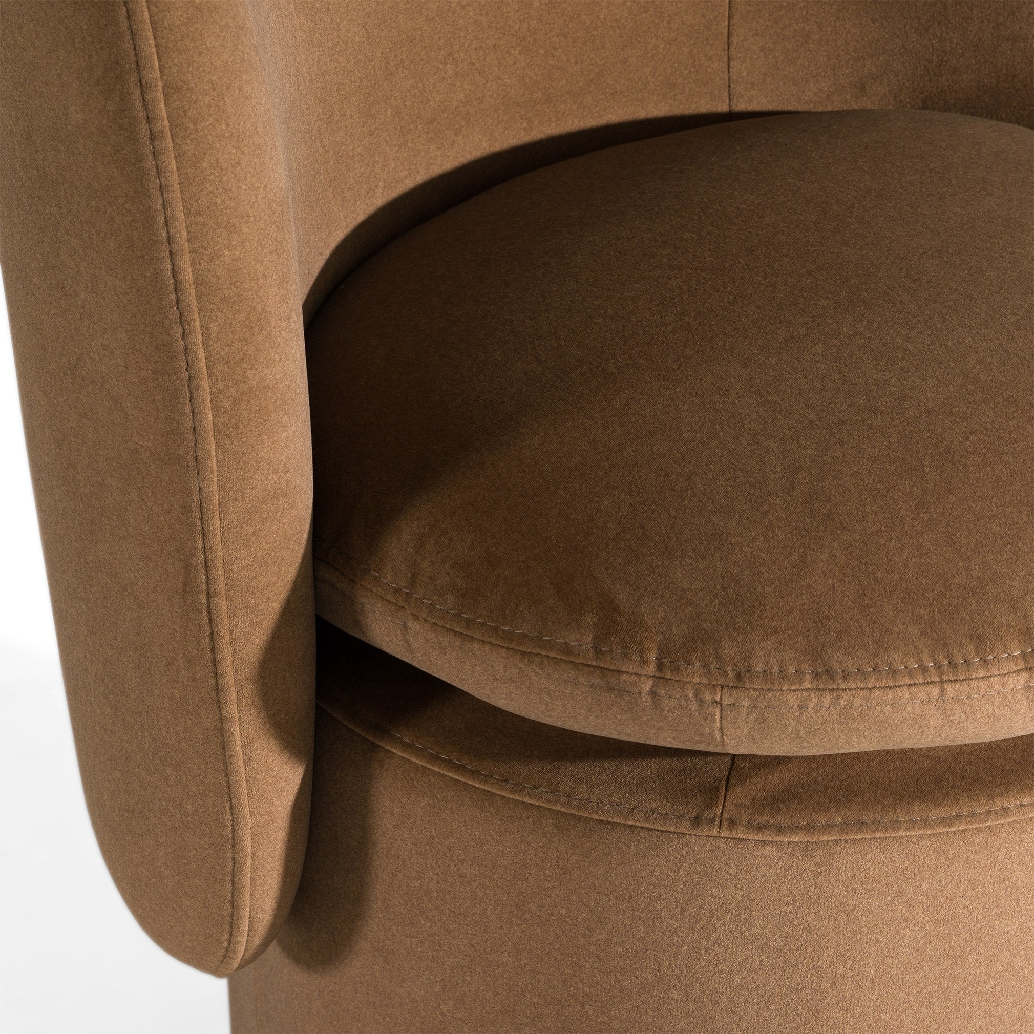 Norris - Modern Brown Fabric Swivel Dining Chair - image 5