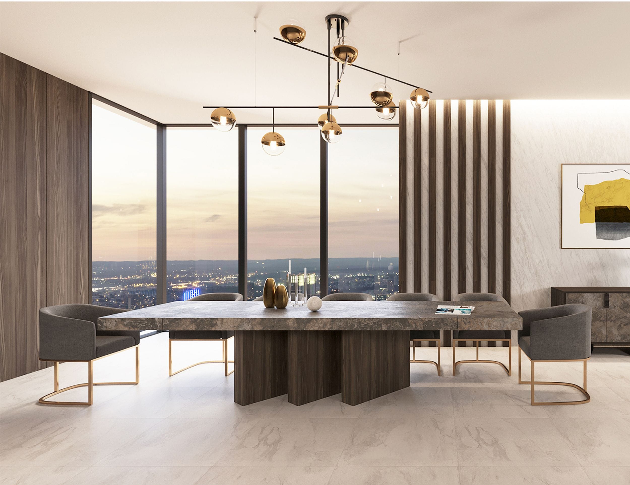 Amsterdam - Modern Grey Volcano & Eucalyptus Oak Dining Table - image 2