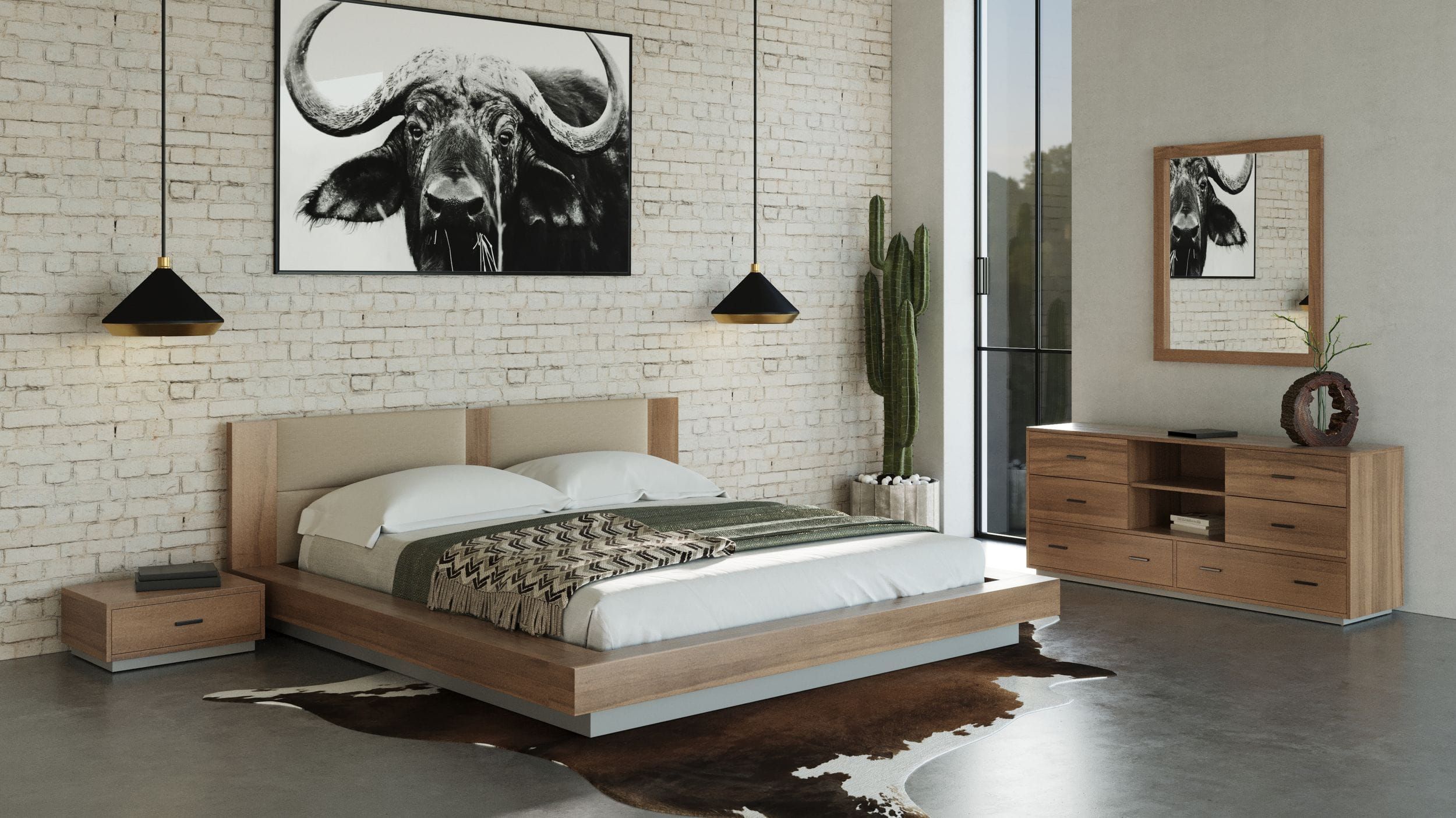 Fantasia - Contemporary Walnut Mirror - image 2