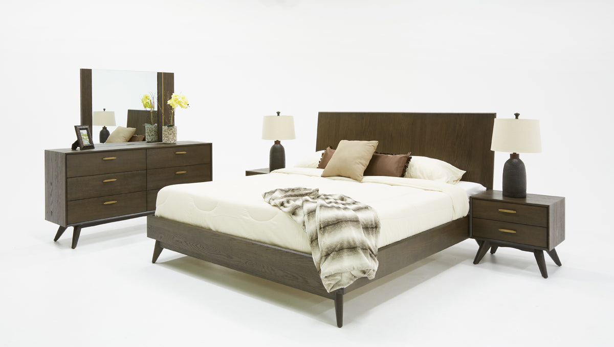 Novak Modern Dark Oak & Antique Brass Mirror - image 5