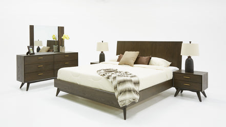 Novak Modern Dark Oak & Antique Brass Mirror - image 5