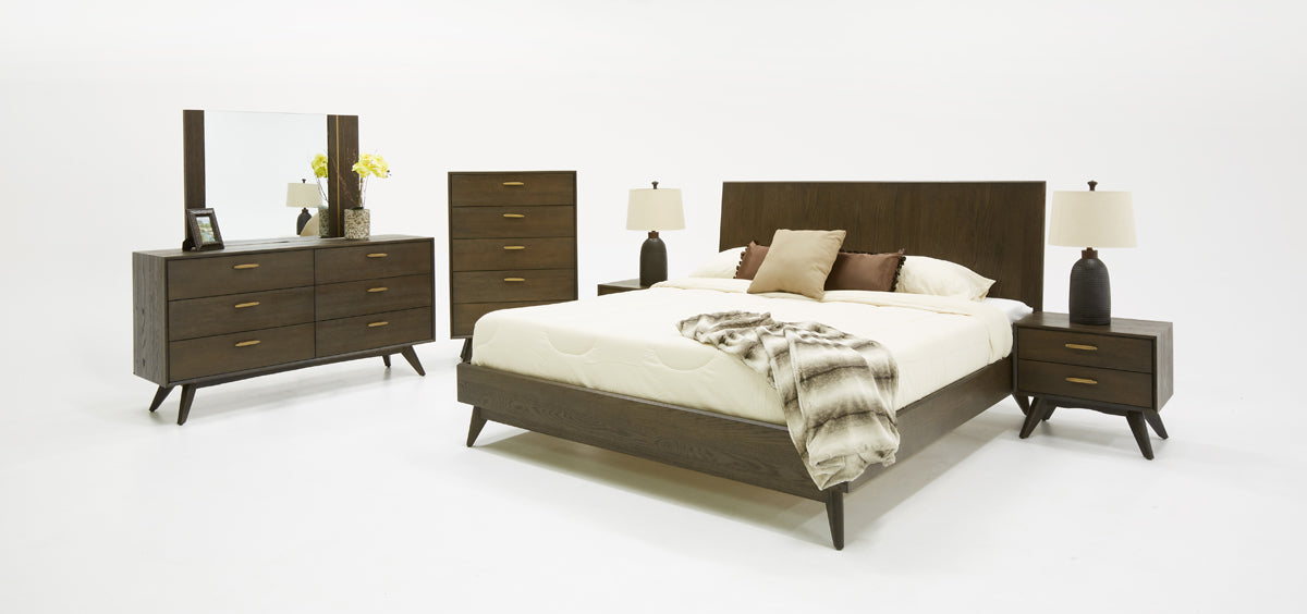 Novak Modern Dark Oak & Antique Brass Mirror - image 4