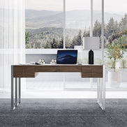 Orcutt - Modern Walnut & Stainless Steel Desk