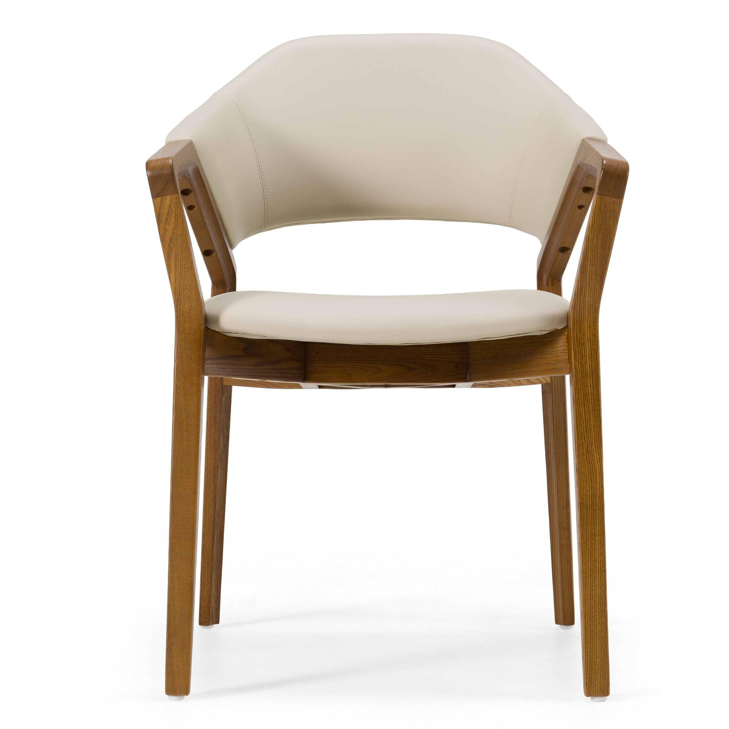 Ocasio - Mid-Century Modern Cream Vegan Leather + Walnut Dining Chair - image 5