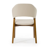 Ocasio - Mid-Century Modern Cream Vegan Leather + Walnut Dining Chair - image 2