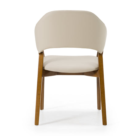 Ocasio - Mid-Century Modern Cream Vegan Leather + Walnut Dining Chair - image 2