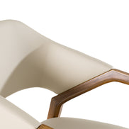 Ocasio - Mid-Century Modern Cream Vegan Leather + Walnut Dining Chair - image 3