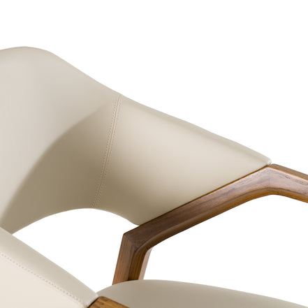 Ocasio - Mid-Century Modern Cream Vegan Leather + Walnut Dining Chair - image 3