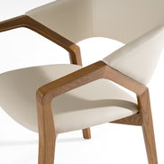 Ocasio - Mid-Century Modern Cream Vegan Leather + Walnut Dining Chair - image 4