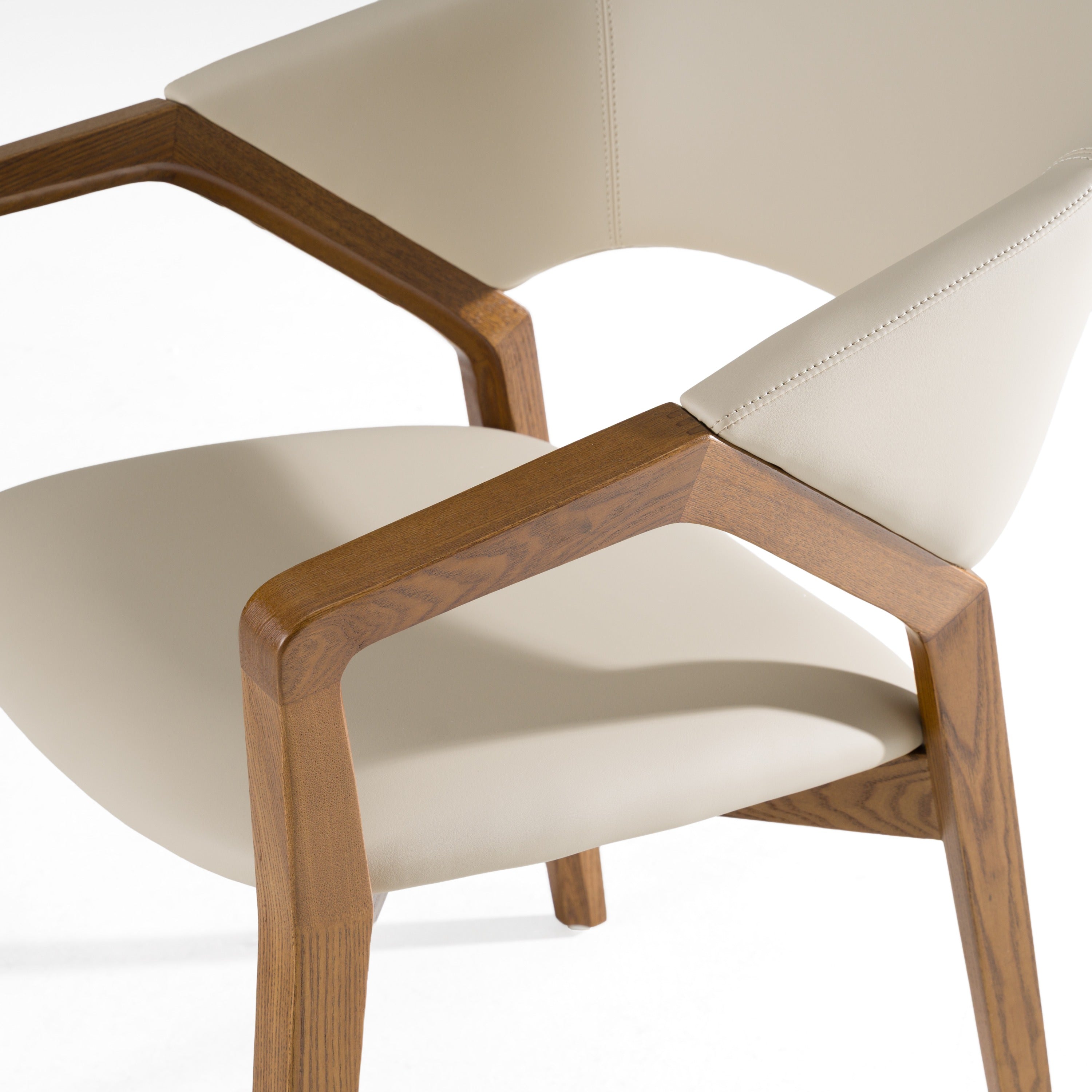 Ocasio - Mid-Century Modern Cream Vegan Leather + Walnut Dining Chair - image 4