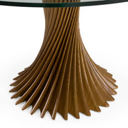 Ocasio - Modern Glass + Walnut Round Dining Table - image 3