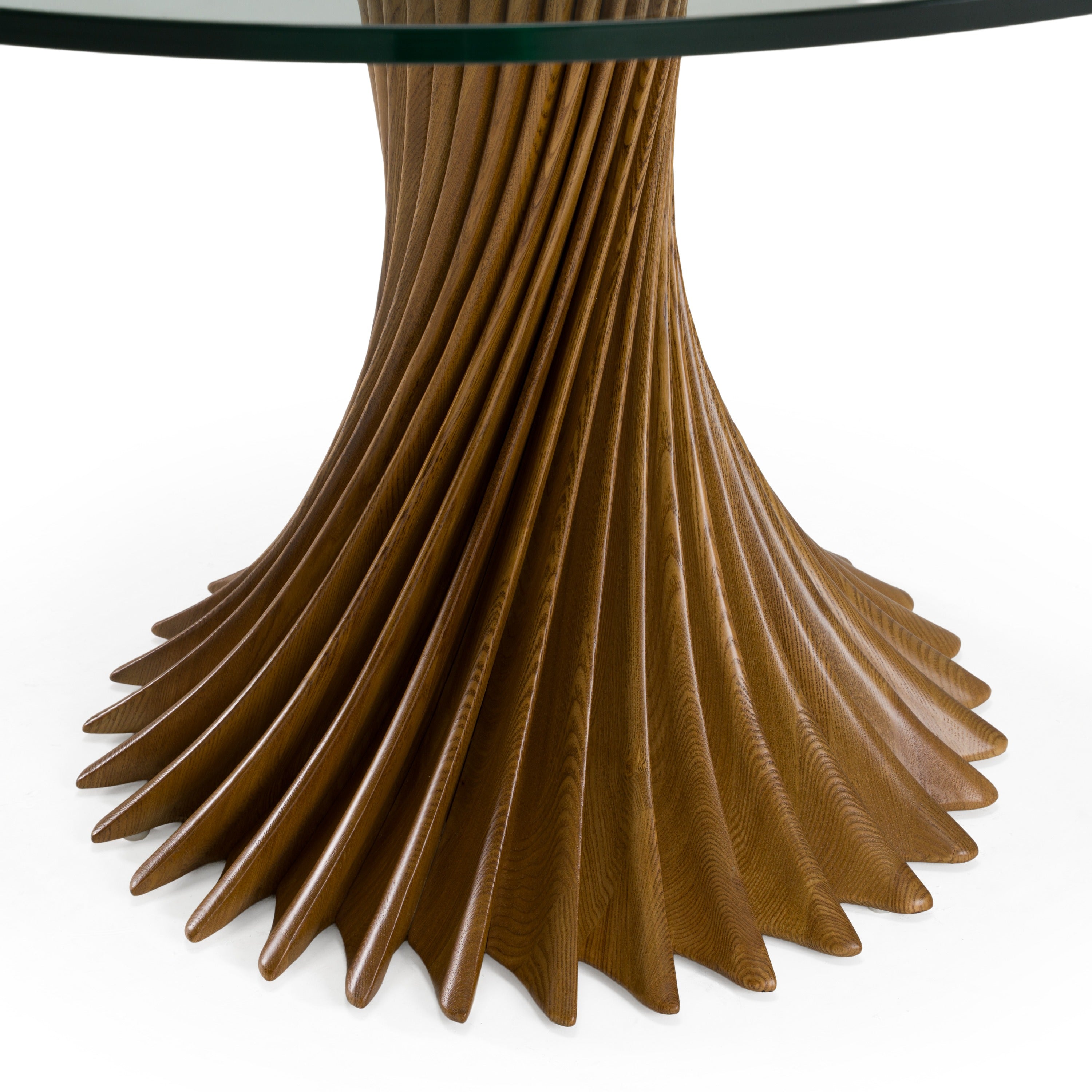 Ocasio - Modern Glass + Walnut Round Dining Table - image 3