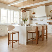 Rosetta Counter Stool (Set of 2) Beige & Walnut