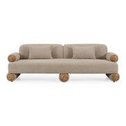 Odette - Modern Beige Fabric + White Burl Sofa - image 3