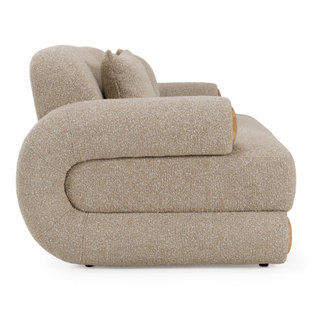 Odette - Modern Beige Fabric + White Burl Loveseat Sofa - image 2