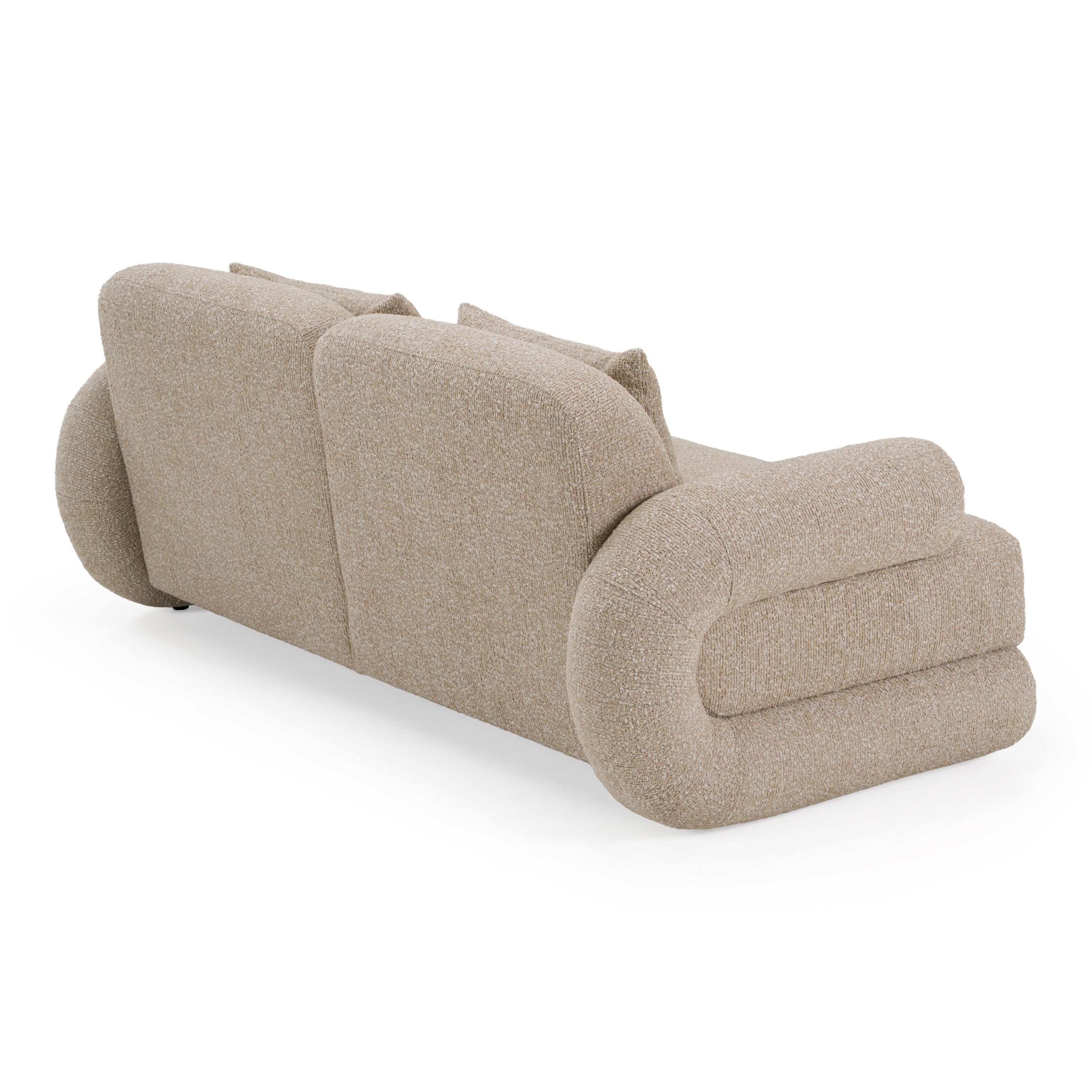 Odette - Modern Beige Fabric + White Burl Loveseat Sofa - image 3