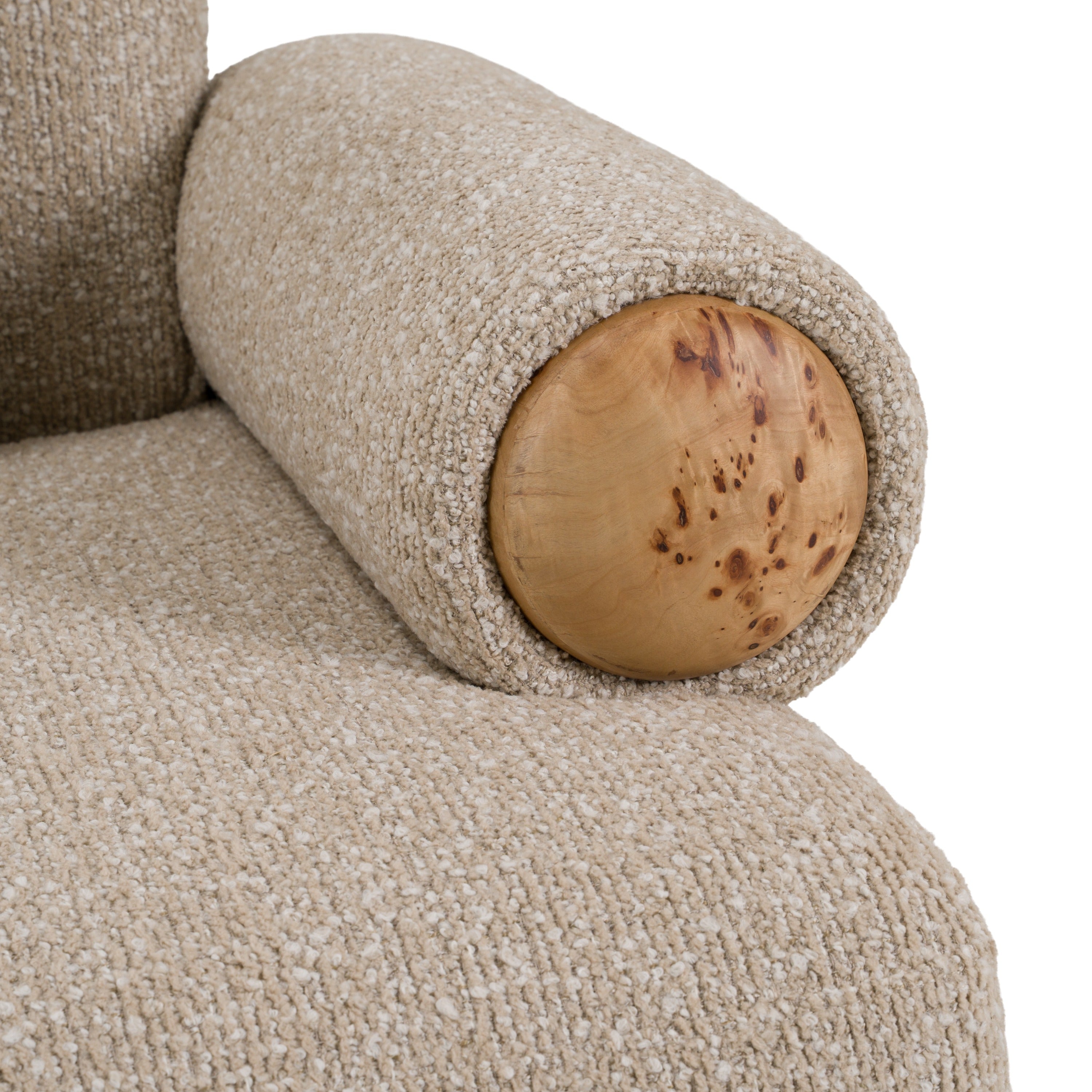 Odette - Modern Beige Fabric + White Burl Loveseat Sofa - image 5