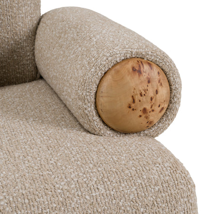 Odette - Modern Beige Fabric + White Burl Loveseat Sofa - image 5