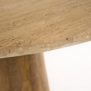 Onalaska - Modern Travertine Marble + Wood Round Dining Table
