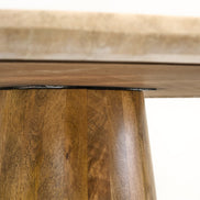 Onalaska - Modern Travertine Marble + Wood Round Dining Table - image 2