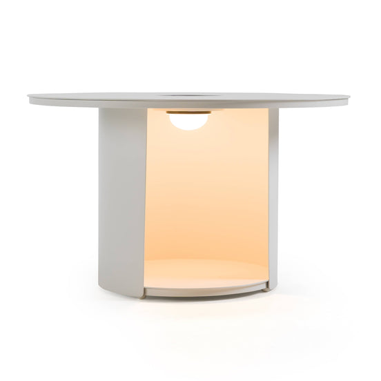 Onza - Outdoor White Medium End Table w/ Solar Light - image 2