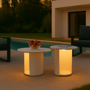 Onza - Outdoor White End Table w/ Solar Light