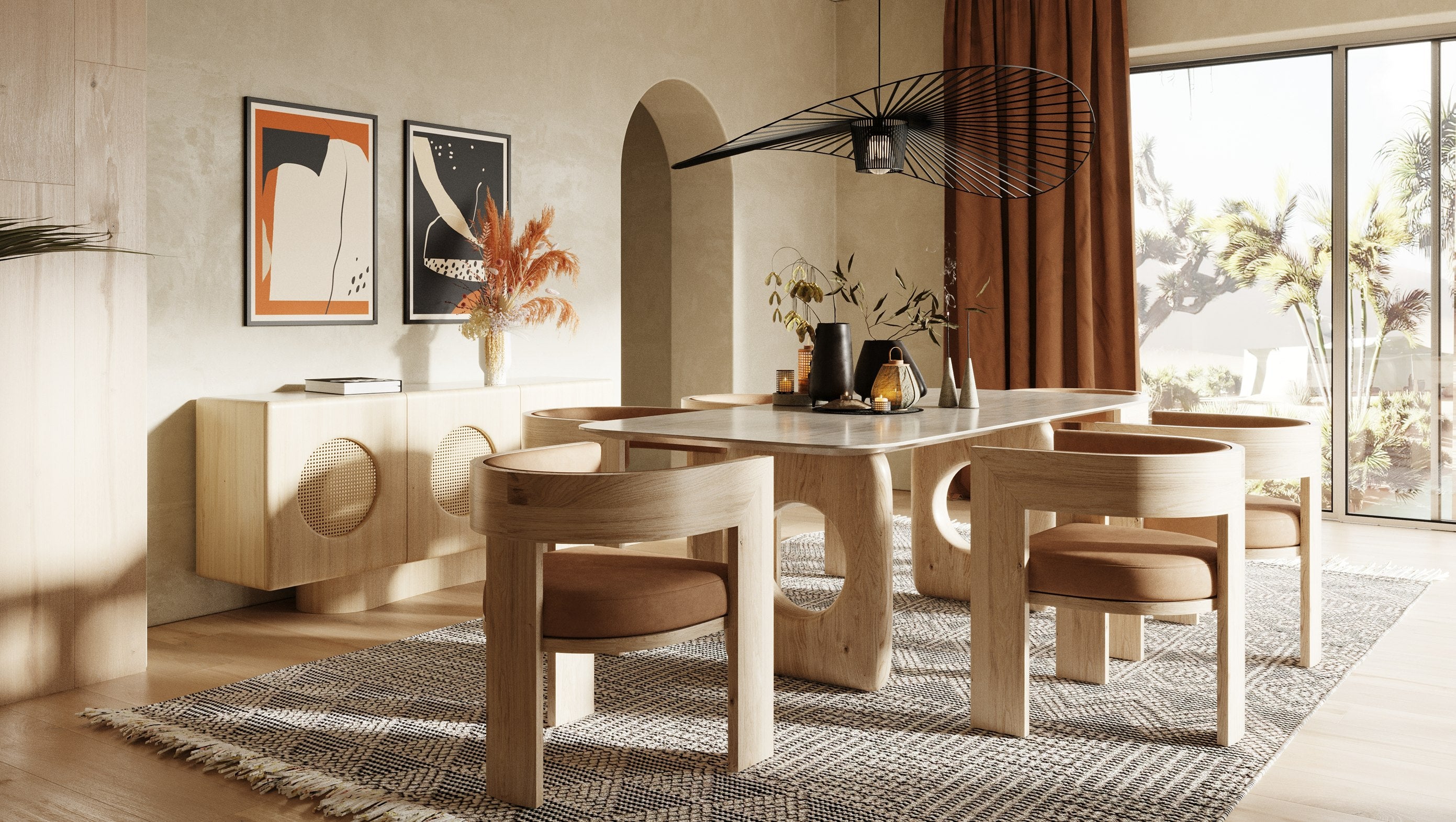 Osaka - Modern Faux Marble + Natural Ash Dining Table - image 3