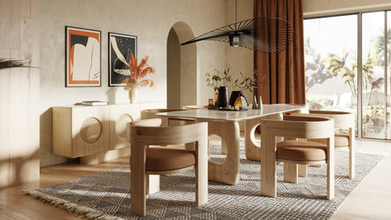 Osaka - Modern Faux Marble + Natural Ash Dining Table - image 3
