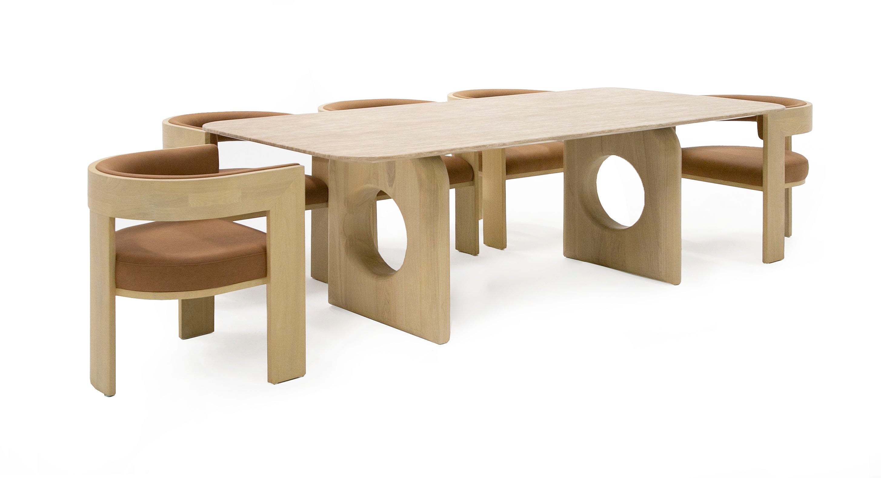 Osaka - Modern Faux Marble + Natural Ash Dining Table - image 5