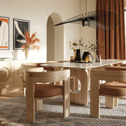 Osaka - Modern Faux Marble + Natural Ash Dining Table - image 4