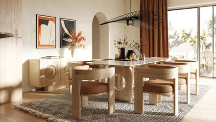 Osaka - Modern Faux Marble + Natural Ash Dining Table - image 4