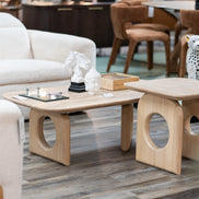 Osaka - Modern Faux Marble + Natural Ash Coffee Table
