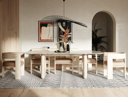 Osaka - Modern Faux Marble + Natural Ash Dining Table - image 2