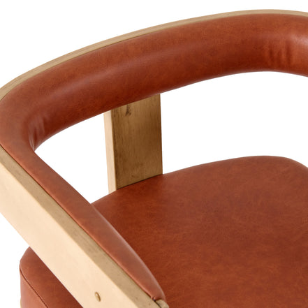 Oshana - Modern Rust Leatherette + White Oak Dining Chair - image 4