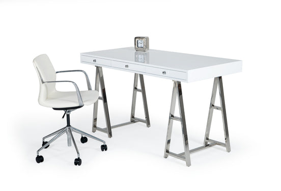 Ostrow - White + Stainless Steel Desk - image 2