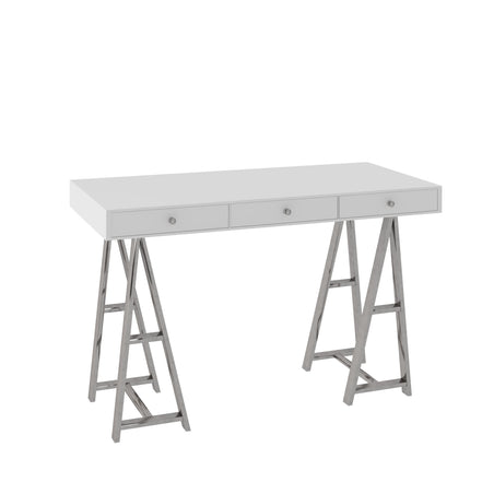 Ostrow - White + Stainless Steel Desk