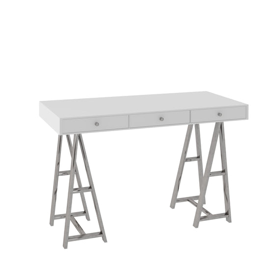 Ostrow - White + Stainless Steel Desk