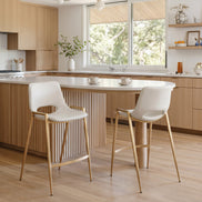 Desi Counter Stool (Set of 2) White & Gold