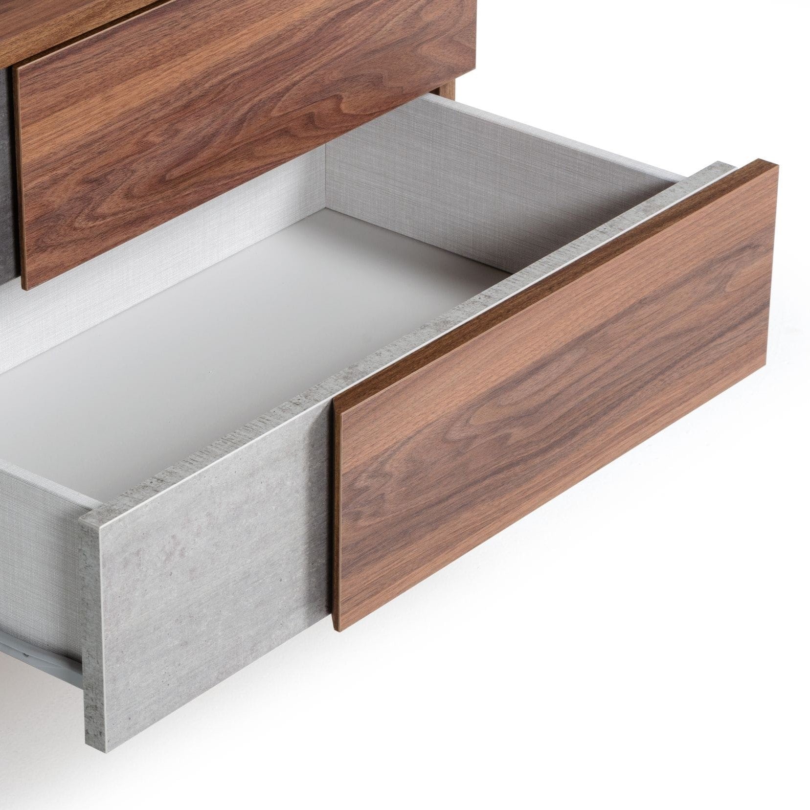 Palermo - Modern Italian Faux Concrete & Walnut Nightstand - image 3