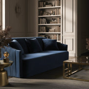 Palomar Modern Blue Velvet & Brass Sofa - image 2