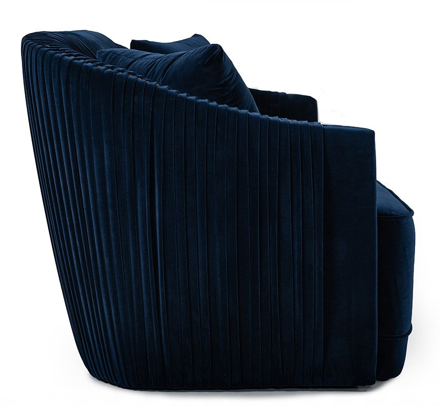 Palomar Modern Blue Velvet & Brass Sofa - image 4