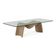 Pangea - Mid-Century Modern Glass + Buckwheat Ash Rectangular Dining Table